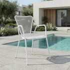 4 moderne Metall-Gartenstühle mit Armlehnen, hergestellt in Italien - Varmo Viadurini