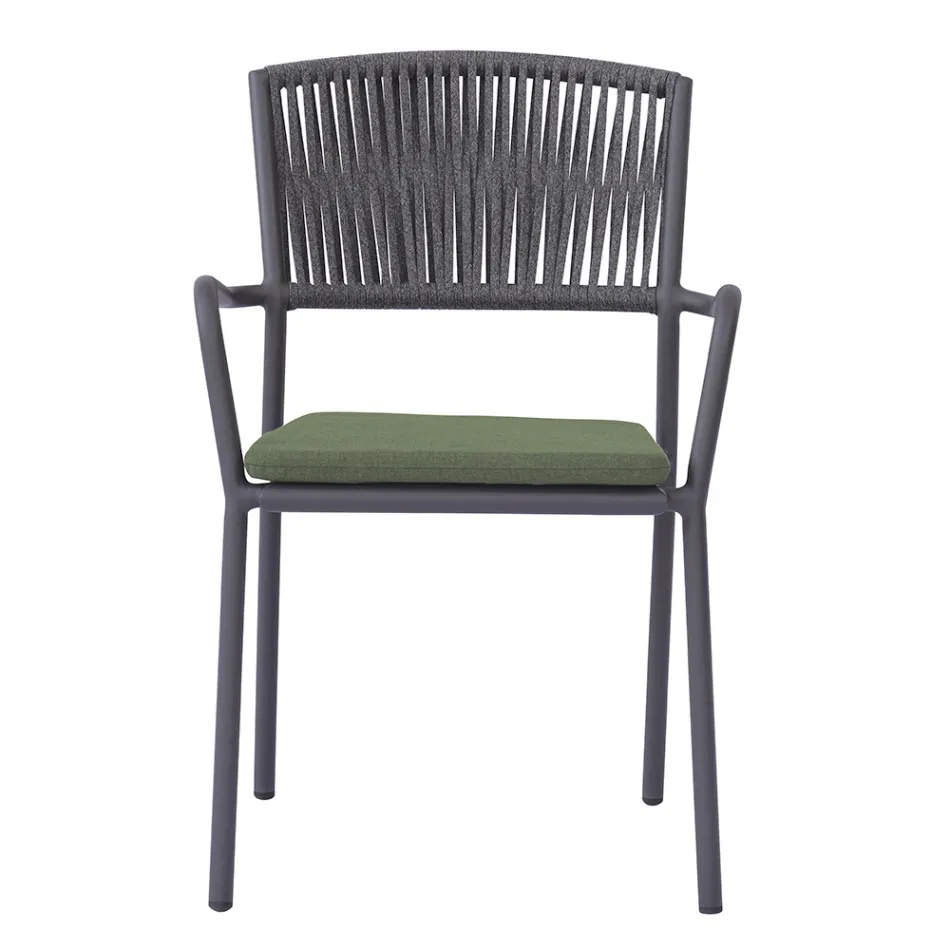 4 stapelbare Gartenstühle aus Aluminium und Seil - Lunaris Viadurini