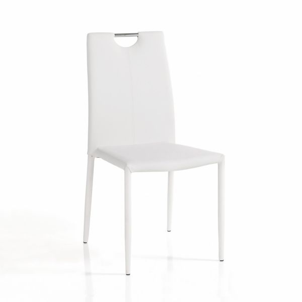 4 stühle komplett gepolstert mit weißem kunstleder – tulio