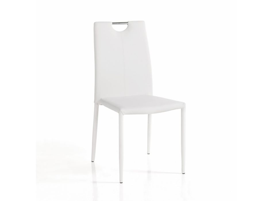 4 Stühle komplett gepolstert mit weißem Kunstleder – Tulio Viadurini