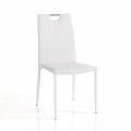 4 Stühle komplett gepolstert mit weißem Kunstleder – Tulio