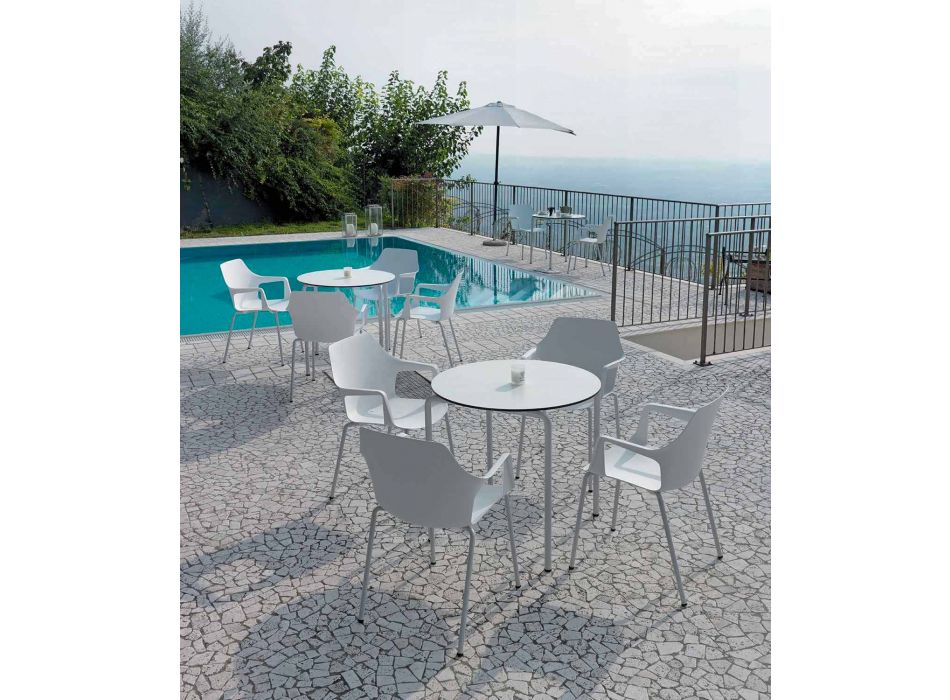 4 stapelbare Außenstühle aus Polypropylen und Metall Made in Italy - Carlene Viadurini
