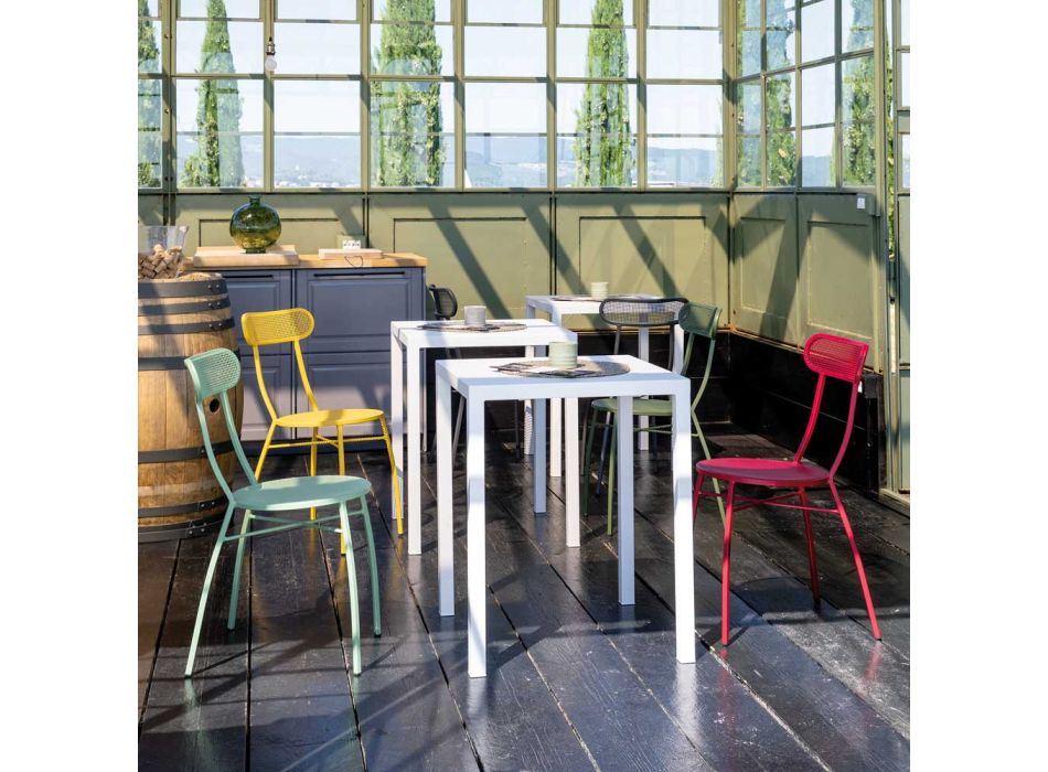 4 Gartenstühle aus Metall in verschiedenen Farben Made in Italy - Hedge Viadurini