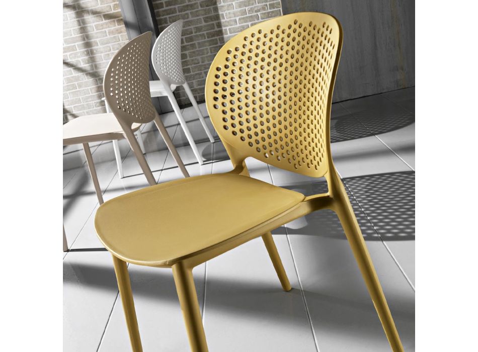 4 moderne Design farbige stapelbare Stühle aus Polypropylen - Pocahontas