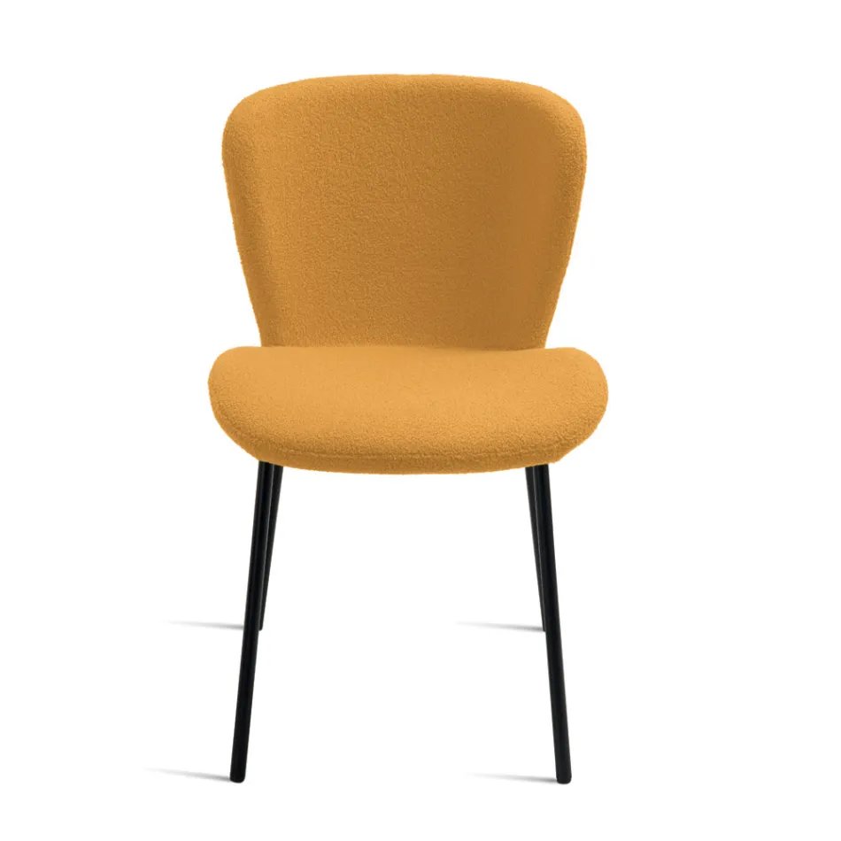 4 Polsterstühle mit Bouclé-Stoffbezug und schwarzem Metallgestell - Tiziana Viadurini