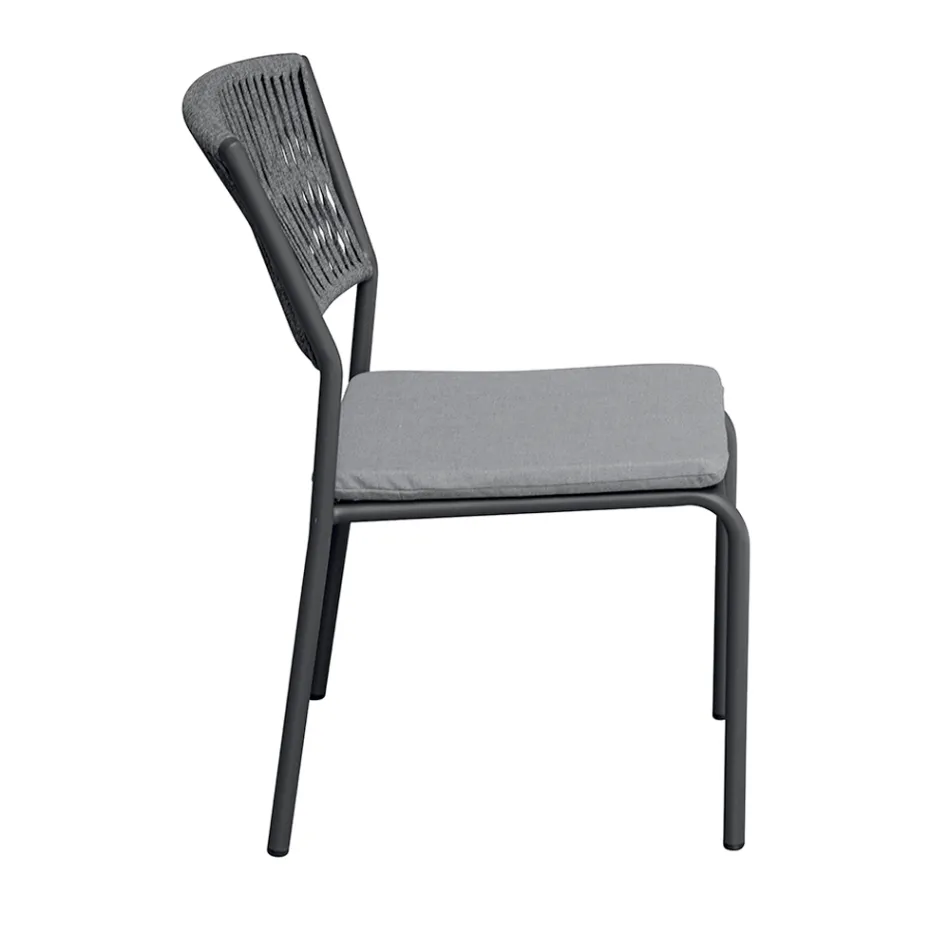 4 stapelbare Gartenstühle aus Aluminium und Seil - Lunaris Viadurini