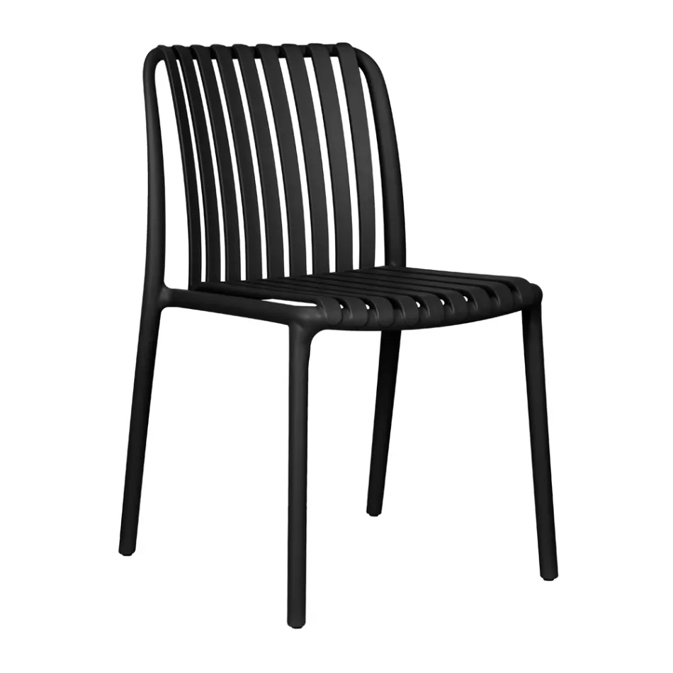 4 stapelbare Gartenstühle aus Polypropylen und Fiberglas - Orelia Viadurini