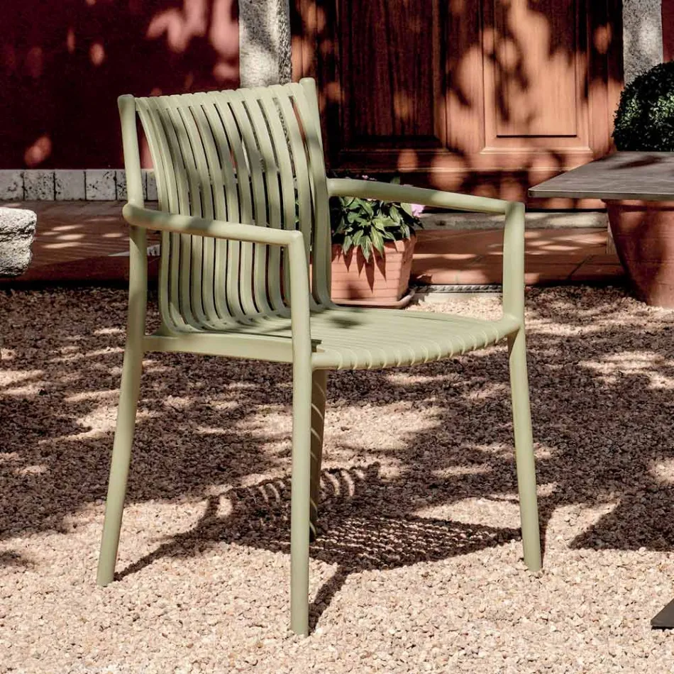 4 stapelbare Gartenstühle aus UV-beständigem Polypropylen - Ondara Viadurini