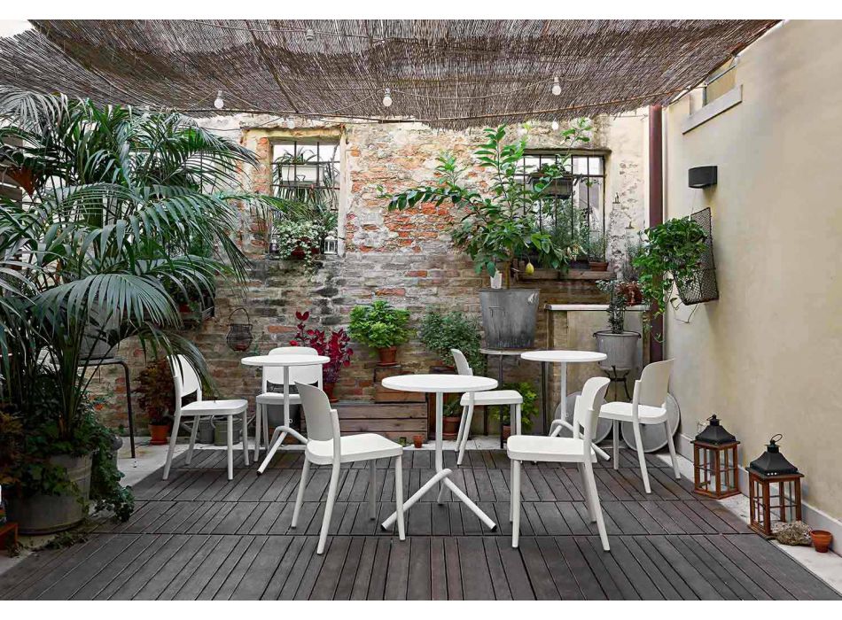 4 moderne stapelbare Gartenstühle aus Polypropylen Made in Italy - Bernetta