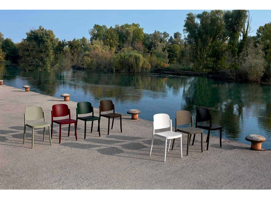 4 moderne stapelbare Gartenstühle aus Polypropylen Made in Italy - Bernetta Viadurini