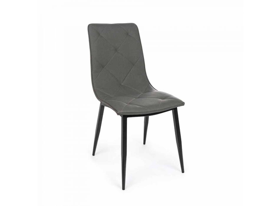 4 moderne Stühle aus Kunstleder mit Stahlsockel Homemotion - Daisa Viadurini