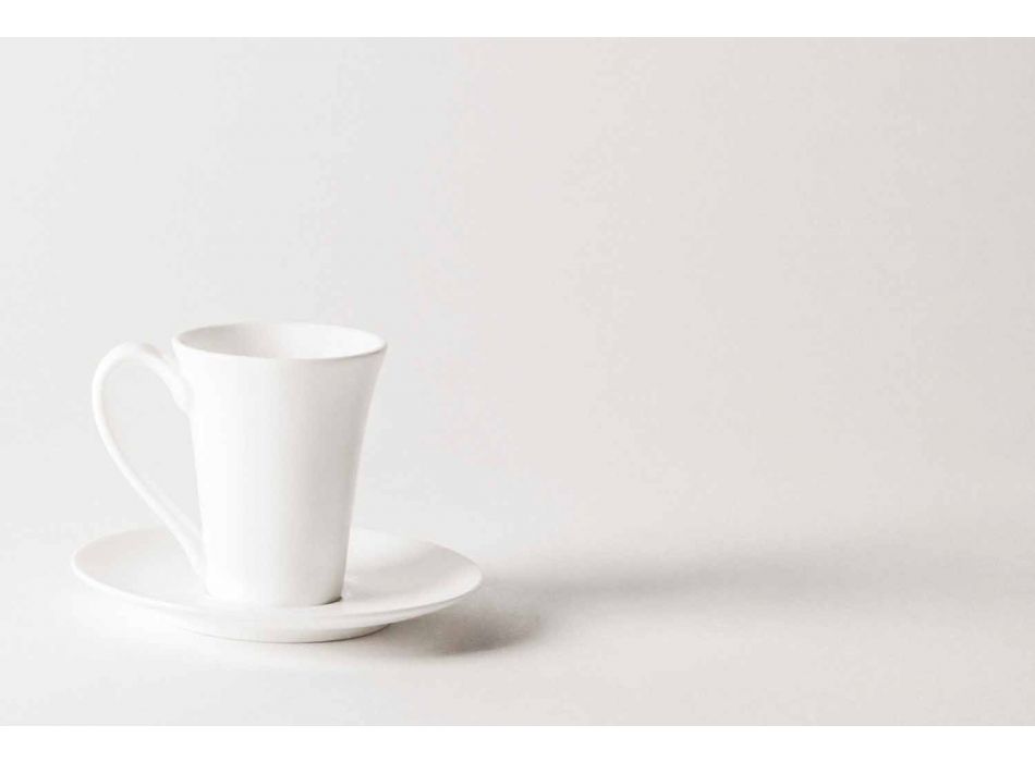6 Porzellan-Kaffeetassen mit Kaffeekanne und Zuckerdose - Romilda Viadurini