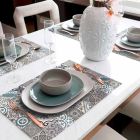 6 waschbare amerikanische Tischsets aus PVC und Polyester - Belita Viadurini