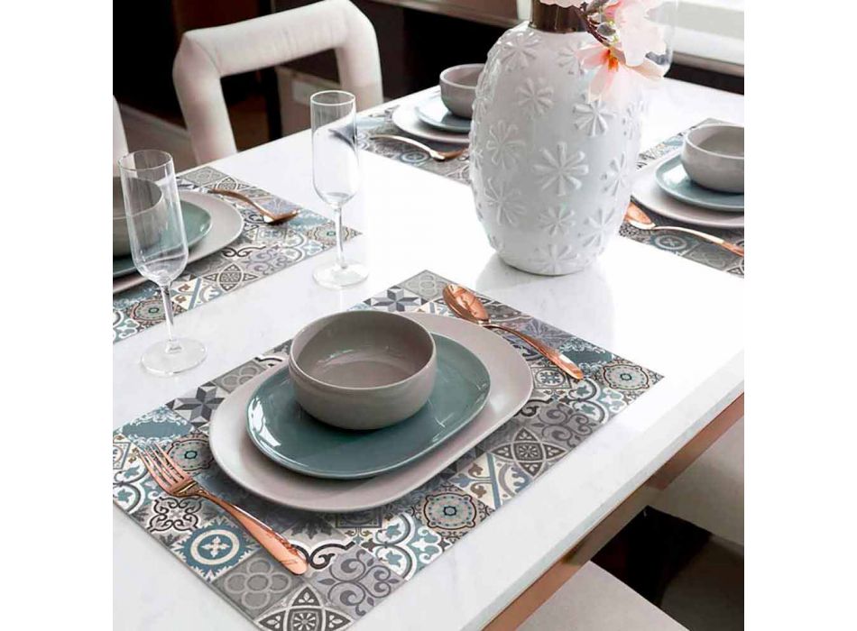 6 waschbare amerikanische Tischsets aus PVC und Polyester - Belita