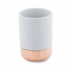 Freistehende Badaccessoires aus weißem Porzellan mit Kupferdetails - Scampia Viadurini