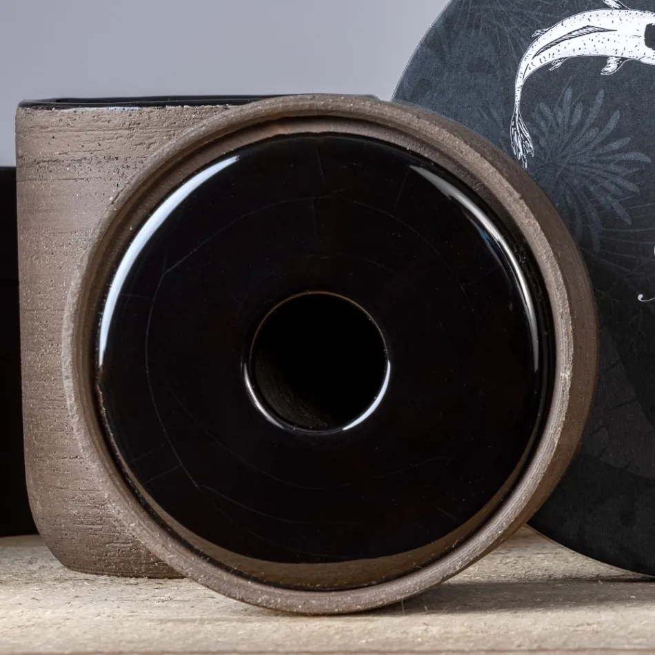 Moderne Badezimmeraccessoires aus schwarzem Ton Made in Italy - Antonella Viadurini