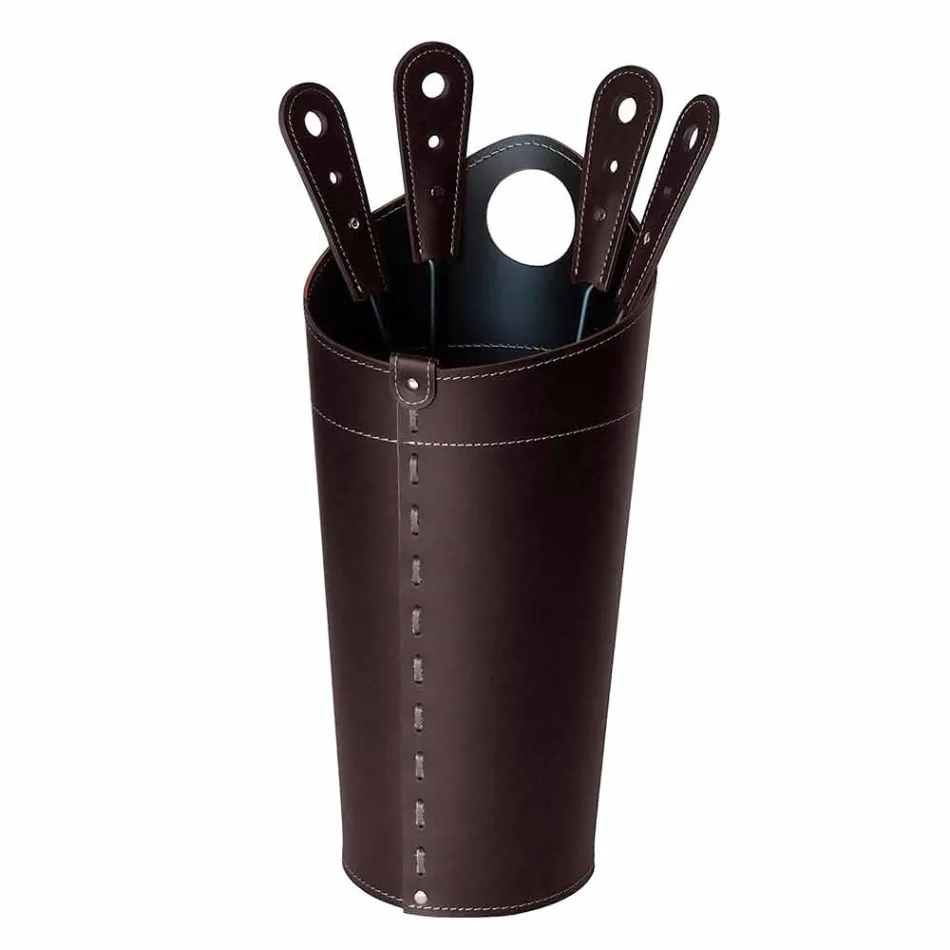 Kaminzubehör mit Nilar Lederhaltern, modernes Design Viadurini