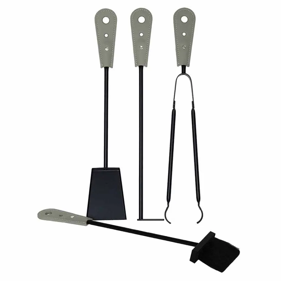 Kaminzubehör mit Nilar Lederhaltern, modernes Design Viadurini