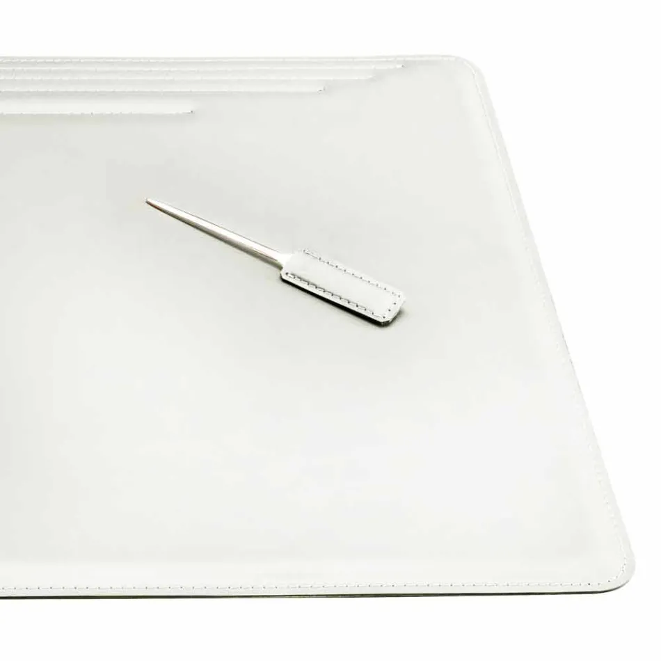 4-teiliges Schreibtischzubehör aus regeneriertem Leder Made in Italy - Ebe Viadurini