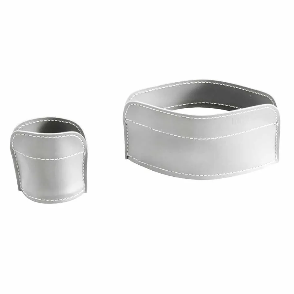 4-teiliges Schreibtischzubehör aus regeneriertem Leder Made in Italy - Ebe Viadurini