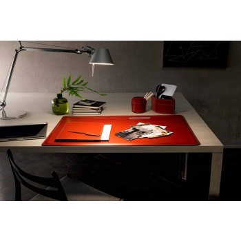 Schreibtischzubehör aus regeneriertem Leder 5 Stück Made in Italy - Ebe