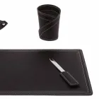 Zubehör 4-teiliger Schreibtisch aus regeneriertem Leder Made in Italy - Ascanio Viadurini