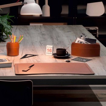 Zubehör 4 Stück Schreibtisch aus regeneriertem Leder Made in Italy - Brando
