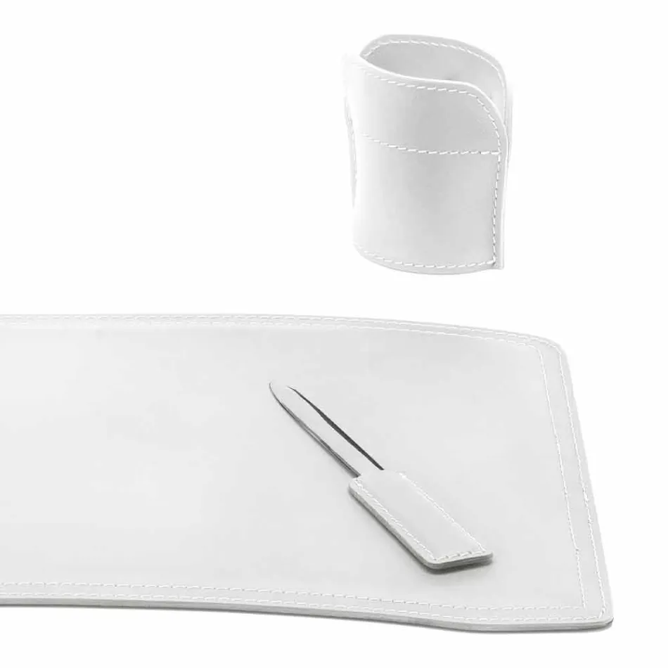 Zubehör 4 Stück Schreibtisch aus regeneriertem Leder Made in Italy - Brando Viadurini