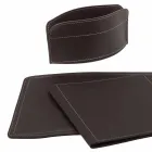 Zubehör 5-teiliger Schreibtisch aus regeneriertem Leder Made in Italy - Brando Viadurini