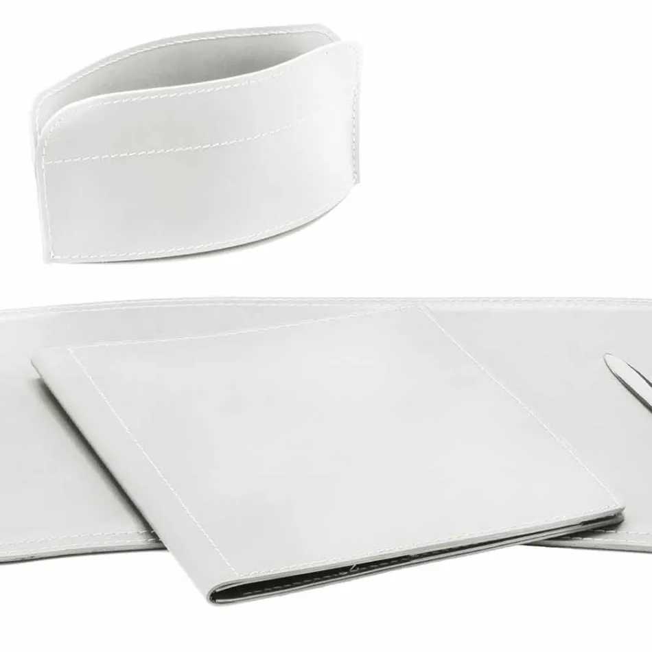 Zubehör 5-teiliger Schreibtisch aus regeneriertem Leder Made in Italy - Brando Viadurini