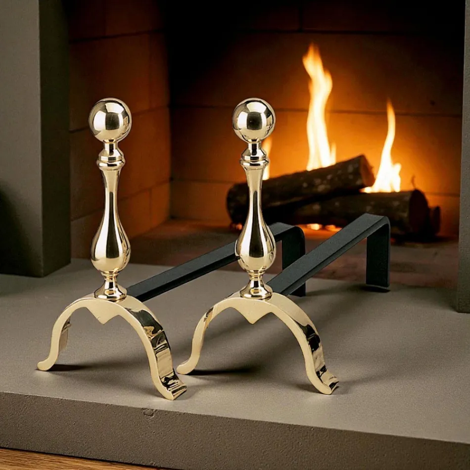 Kaminböcke aus Messing, Höhe 32 cm, hergestellt in Italien – Bär Viadurini