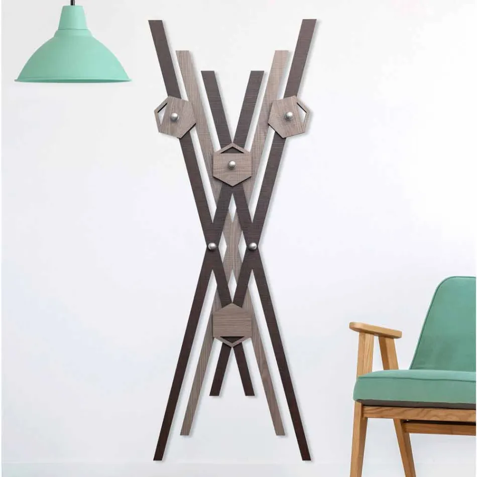 Wandhalter Modernes Design Farbiges Holz für den Eingang - Picasso Viadurini