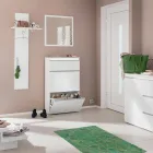 Flurgarderobe aus glänzendem Holz in Weiß oder Anthrazit - Emanuelito Viadurini