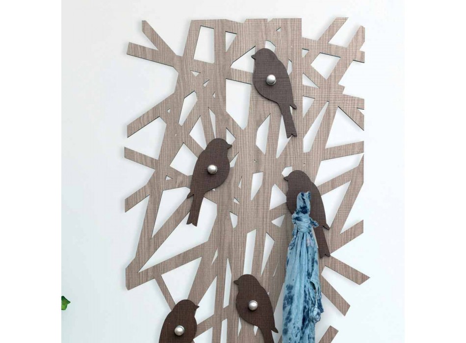 Wandgarderobe aus farbigem Holz mit modernem Design - Alberuccell Viadurini
