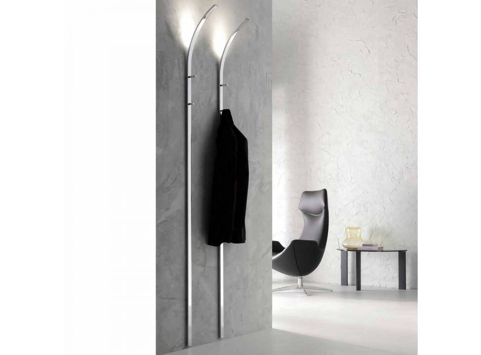Metallwand Kleiderbügel mit 2 Haken und LED-Licht Made in Italy - Osmio Viadurini
