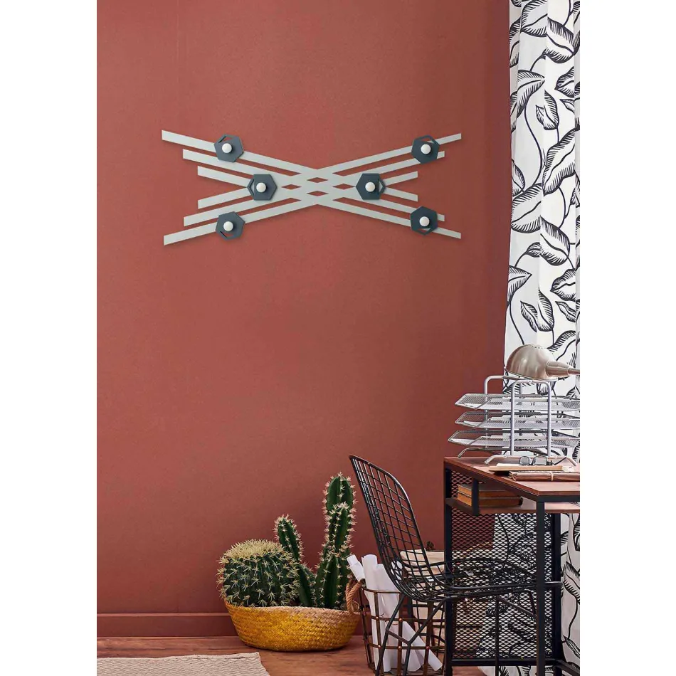 Modernes Design Wandgarderobe aus farbig lackiertem Holz - Picassino Viadurini