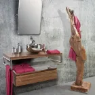 Kleiderständer mit Struktur und Haken aus massivem Teakholz - Tanne Viadurini