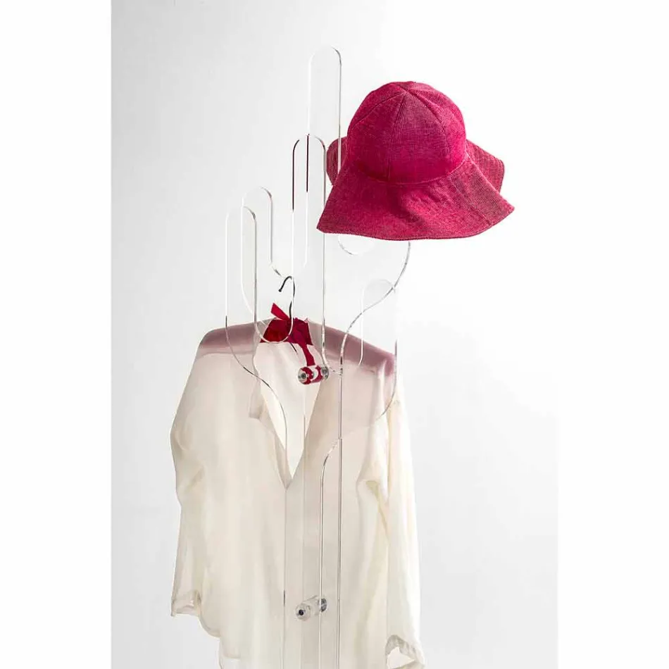 Boden-Kleiderbügel des transparenten Entwurfs des Kaktus transparenten, hergestellt in Italien Viadurini