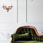 Klassische 2-Licht-Wandlampe aus handgefertigtem italienischem Glas und goldenem Metall - Oliver Viadurini