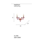 Klassische 2-Licht-Wandlampe aus handgefertigtem italienischem Glas und goldenem Metall - Oliver Viadurini