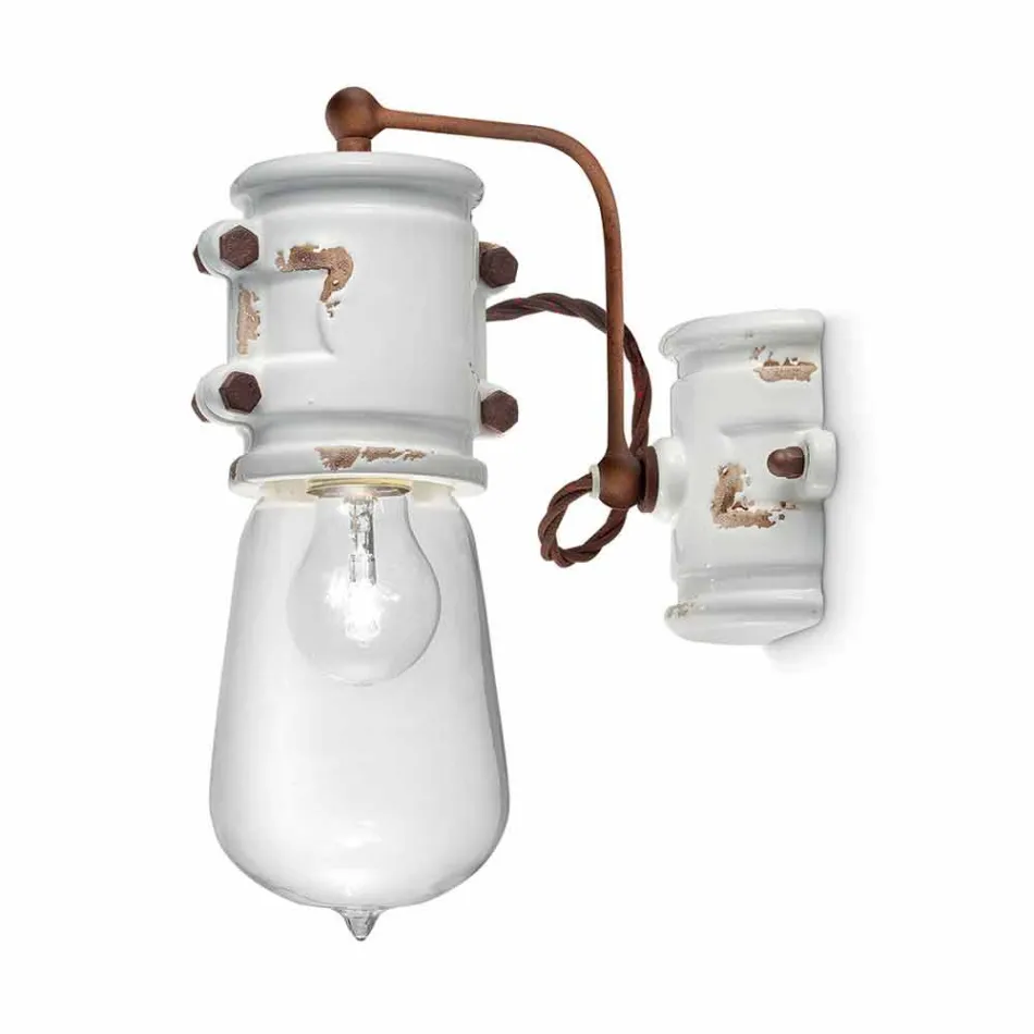 Applikationen urbanen Stil Scheinwerfer in Handwerk Keramik Beth Ferroluce Viadurini