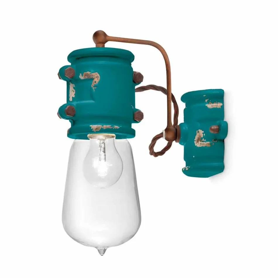 Applikationen urbanen Stil Scheinwerfer in Handwerk Keramik Beth Ferroluce Viadurini