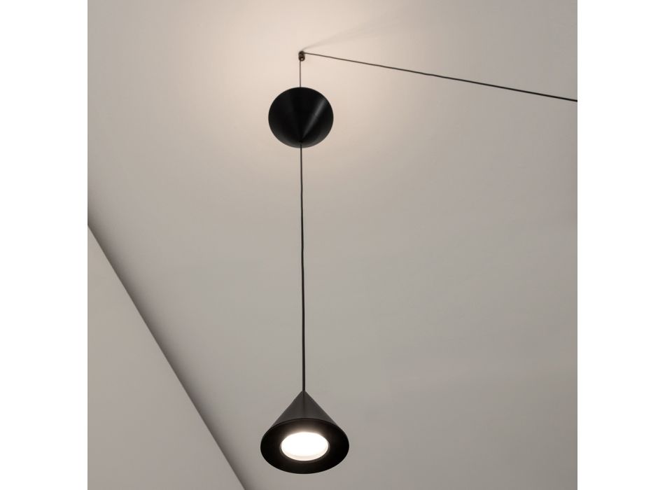 Wandleuchte aus schwarzem Aluminium und minimalistischem Doppelkegel-Design - Mercado Viadurini