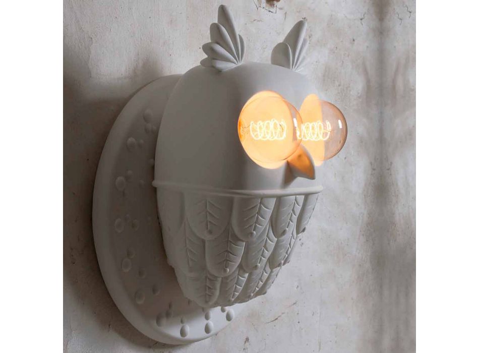 Wandleuchte 2 Lichter in Matt White Ceramic Modern Design Owl - Owl