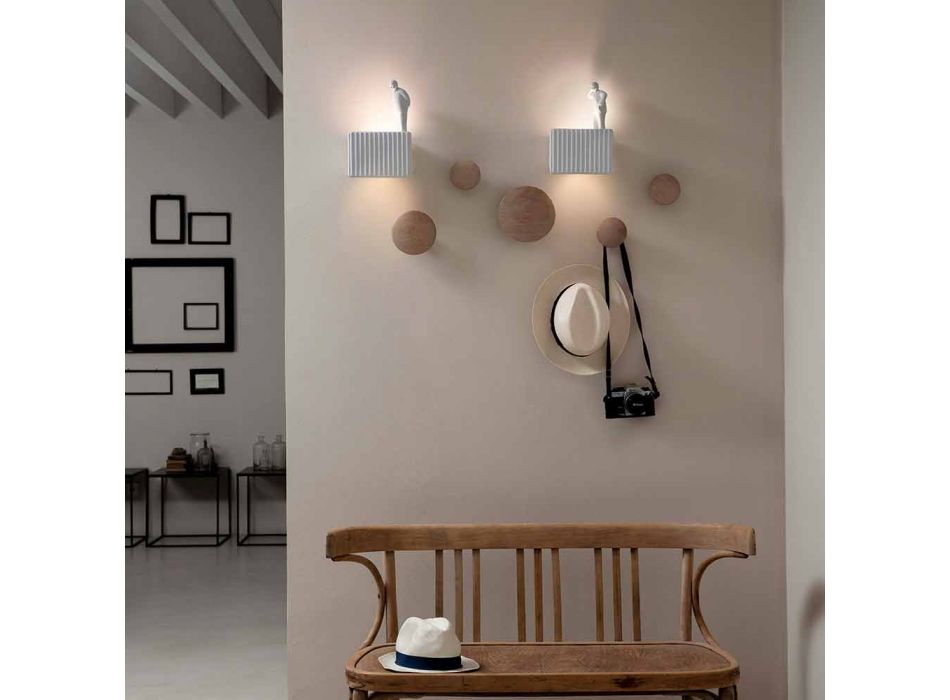 Wandleuchte mit 3 LED-Leuchten aus mattweißer Keramik mit Umarell - Ometto Viadurini