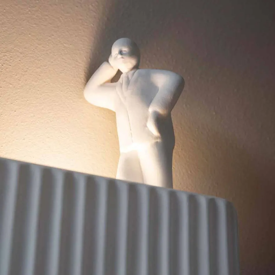 Wandleuchte mit 3 LED-Leuchten aus mattweißer Keramik mit Umarell - Ometto Viadurini