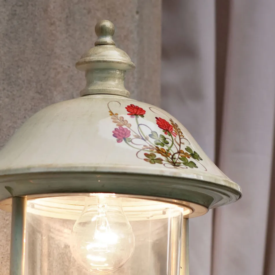 Garten-Wandleuchte aus Aluminium mit handgemalten Blumen - Bari Viadurini