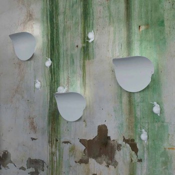 Design Leaf Wandleuchte aus weißer Keramik und Schnecke - Schneckendekoration