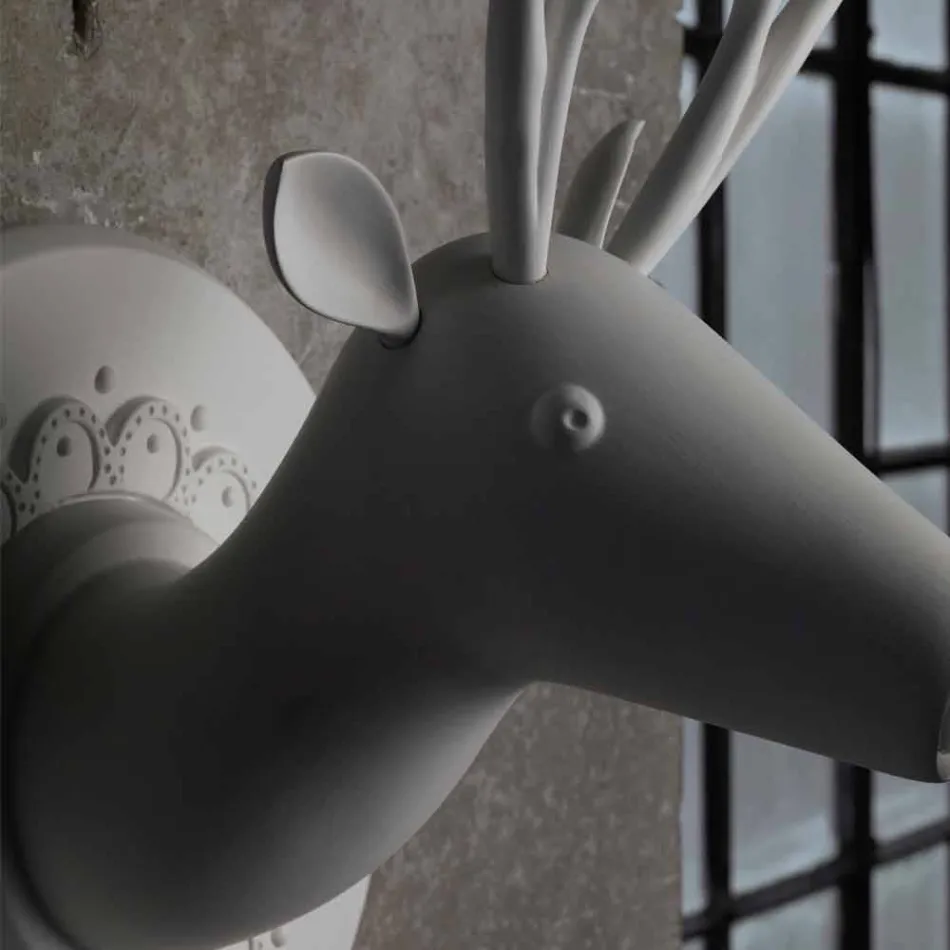 Wandapplikation in Mattweiß Keramik Modernes Design in Cervo - Memento Viadurini