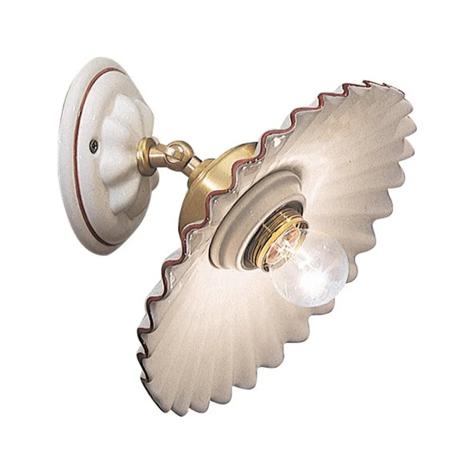 Wandleuchte aus Keramik mit gewelltem Rand Ferroluce Viadurini